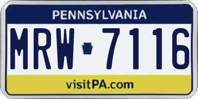 PA license plate MRW7116