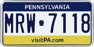 PA license plate MRW7118