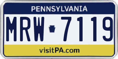 PA license plate MRW7119