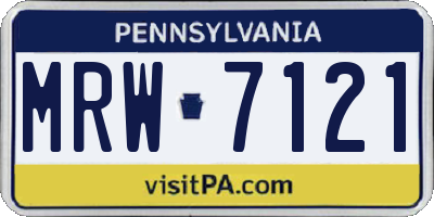 PA license plate MRW7121