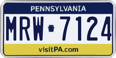 PA license plate MRW7124