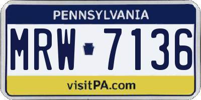 PA license plate MRW7136