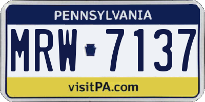 PA license plate MRW7137
