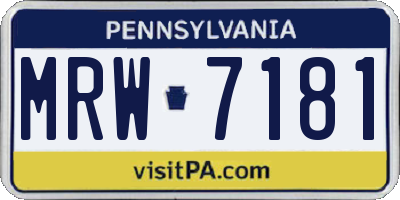 PA license plate MRW7181