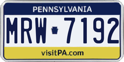 PA license plate MRW7192