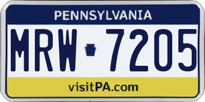PA license plate MRW7205
