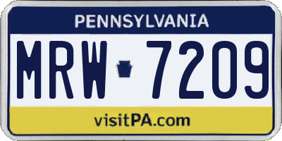 PA license plate MRW7209