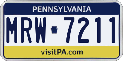 PA license plate MRW7211