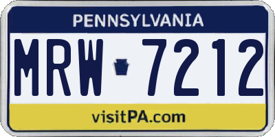 PA license plate MRW7212