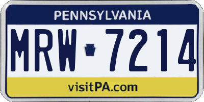 PA license plate MRW7214