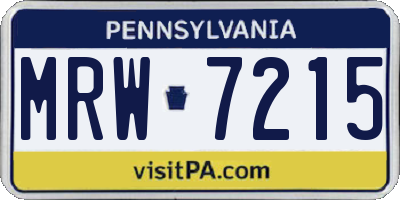 PA license plate MRW7215