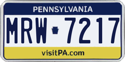 PA license plate MRW7217