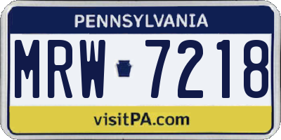 PA license plate MRW7218