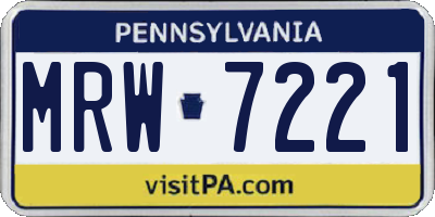 PA license plate MRW7221