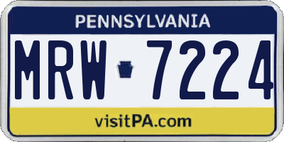 PA license plate MRW7224