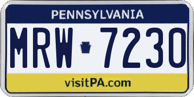 PA license plate MRW7230