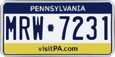 PA license plate MRW7231