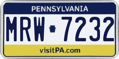 PA license plate MRW7232