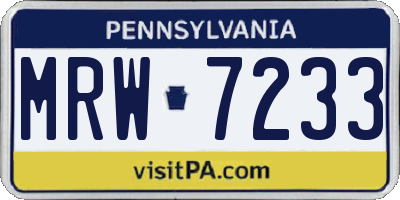 PA license plate MRW7233