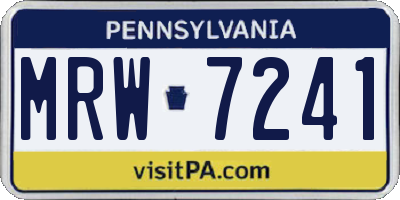PA license plate MRW7241