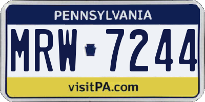 PA license plate MRW7244