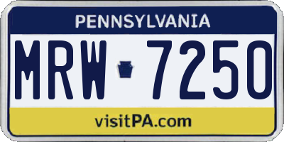 PA license plate MRW7250