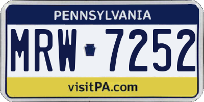 PA license plate MRW7252