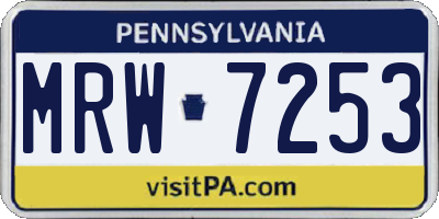 PA license plate MRW7253