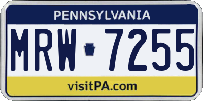 PA license plate MRW7255