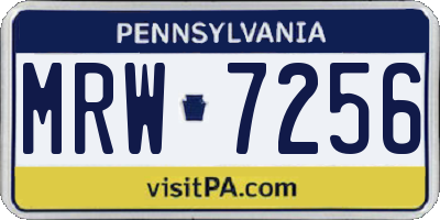 PA license plate MRW7256