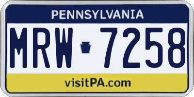PA license plate MRW7258
