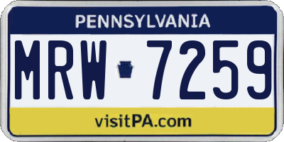 PA license plate MRW7259