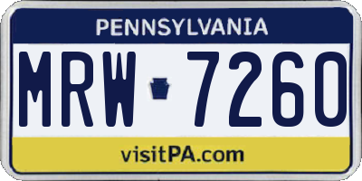 PA license plate MRW7260