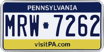 PA license plate MRW7262