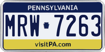 PA license plate MRW7263
