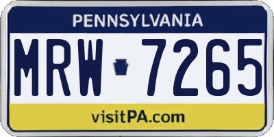 PA license plate MRW7265