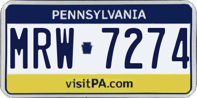 PA license plate MRW7274