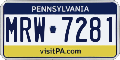 PA license plate MRW7281