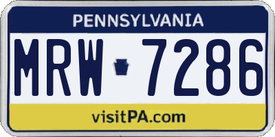 PA license plate MRW7286