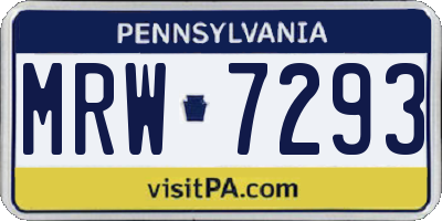 PA license plate MRW7293