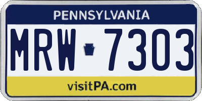 PA license plate MRW7303