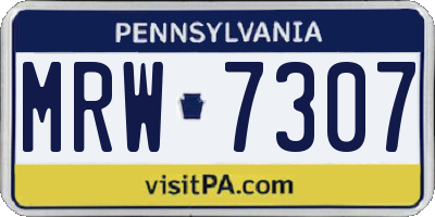 PA license plate MRW7307