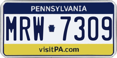 PA license plate MRW7309