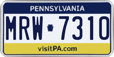 PA license plate MRW7310