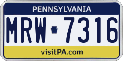 PA license plate MRW7316