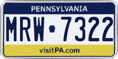 PA license plate MRW7322