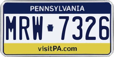 PA license plate MRW7326