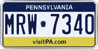 PA license plate MRW7340