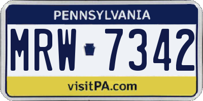 PA license plate MRW7342