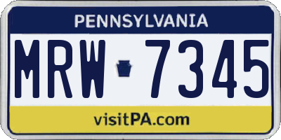 PA license plate MRW7345